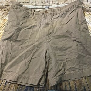 Breakwater Tan Cotton Flat Front Shorts